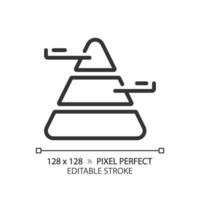 Pyramide Diagramm linear Symbol. Population demographisch. Dreieck Diagramm. hierarchisch Struktur. Sozial lernen. dünn Linie Illustration. Kontur Symbol. Vektor Gliederung Zeichnung. editierbar Schlaganfall
