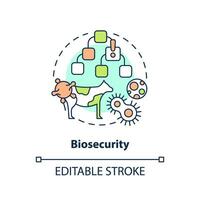 Biosicherheit Konzept Symbol. Gefahr Verhütung. Landwirtschaft Politik Besorgnis, Sorge abstrakt Idee dünn Linie Illustration. isoliert Gliederung Zeichnung. editierbar Schlaganfall vektor