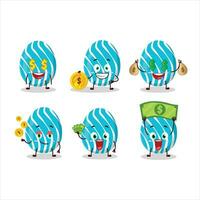 cyan Ostern Ei Karikatur Charakter mit süß Emoticon bringen Geld vektor