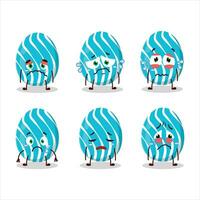 cyan påsk ägg tecknad serie karaktär med ledsen uttryck vektor