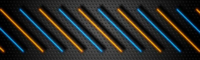 futuristisch Technologie Hintergrund mit Blau Orange glühend Linien vektor