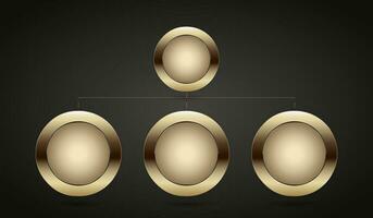 Diagramm von Kreise Luxus Gold Prämie Qualität Abzeichen Tasten Design, und Luxus Kreis auf dunkel Hintergrund vektor