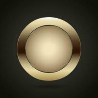 ein Luxus Gold Prämie Qualität Abzeichen Taste Design, und Luxus Kreis auf dunkel Hintergrund vektor