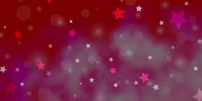 ljusröd vektormall med cirklar, stjärnor. glitter abstrakt illustration med färgglada droppar, stjärnor. design för tapeter, tygtillverkare. vektor