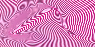 varm rosa geometrisk hypnotisk maskhål tunnel. optisk illusion bakgrund. svart och vit mönster, sfärisk volym vektor
