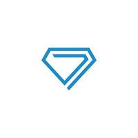 siffra 7 blå diamant geometrisk linje logotyp vektor
