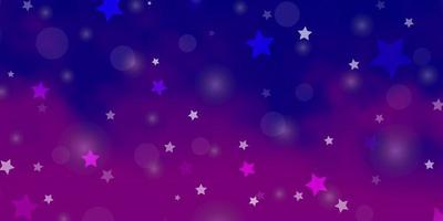 hellviolette, rosafarbene Vektortextur mit Kreisen, Sternen. abstrakte Illustration mit bunten Flecken, Sternen. Design für Textilien, Stoffe, Tapeten. vektor