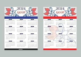 kalender 2024 år mall , enkel minimal, planerare år, kalender 2024 år, vecka uppsättning av, annons, utskrift, brevpapper, organisation kontor vektor