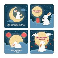 flauschiges weißes Kaninchen bis Mitte Herbst Nachtkarten