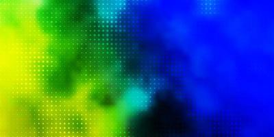 hellblauer, grüner Vektorhintergrund mit Punkten. abstrakte Illustration des Funkelns mit bunten Tropfen. Muster für Broschüren, Broschüren. vektor
