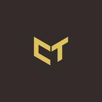 ct Logo Brief Initial Logo Designs Vorlage mit Gold und schwarzem Hintergrund vektor