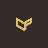 cp logotyp brev initial logo design mall med guld och svart bakgrund vektor