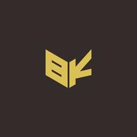 bk logo brief initial logo entwirft vorlage mit gold und schwarzem hintergrund vektor