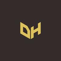 dh logotyp brev initial logo design mall med guld och svart bakgrund vektor