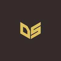 ds logotyp brev initial logo design mall med guld och svart bakgrund vektor
