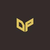 dp logotyp brev initial logo design mall med guld och svart bakgrund vektor