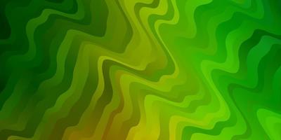 hellgrüner, gelber Vektorhintergrund mit Kreisbogen. abstrakte Illustration mit Steigungsbögen. Muster für Anzeigen, Werbespots. vektor