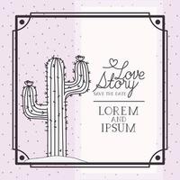 kärlekshistorikort med kaktus vektor