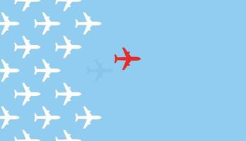 flygplan som flyger från på blå himmelbakgrund. lagarbete, ledarskap, framgång motivering affärsidé. vektor illustration