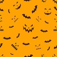 Halloween Benutzerdefiniert nahtlos Muster. Fledermäuse, komisch und gespenstisch Gesichts- Ausdrücke. Vektor