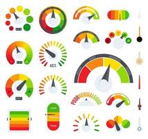 feedback eller betygsskala som representerar olika känslor och kundrecension. utvärderingsnivå för företagstjänster eller varor. isolerade färgglada vektor uppsättning ikoner.