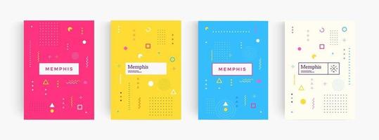 buntes abstraktes minimalistisches Stilplakat, Memphis geometrischer Hintergrund, Abdeckungsschablone, kreative Mustervektoren. vektor
