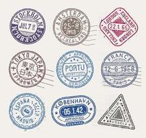 Briefmarken, Vektorsammlung, isolierte Briefmarken auf weißem Hintergrund. vektor