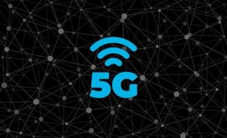 5g Netzwerkverbindungs-Geschäftssymbol auf polygonalem schwarzem Hintergrund Tapete mit drahtloser Internettechnologie der 5. Generation. Vektor 5 g digitale Designvorlage Illustration