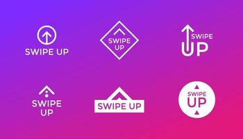 Swipe-Up-Icon-Set isoliert auf Hintergrund für Story-Design, Scroll-Piktogramm Pfeil nach oben Logo für Blogger. Vektor 10 eps