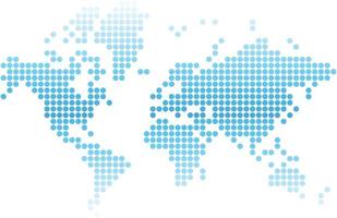blauer Kreis Weltkarte auf weißem Hintergrund. vektor