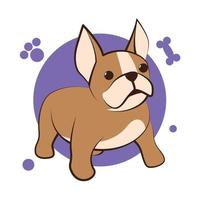Farbe-Vektor-Illustration-Cartoon auf weißem Hintergrund einer süßen französischen Bulldogge. vektor