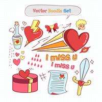 Valentinsdag Doodle Set Vector