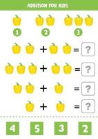 Zugabe mit Cartoon bulgarischen Pfeffer. Mathe-Spiel für Kinder. vektor