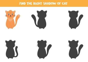 Finden Sie den richtigen Schatten der niedlichen Cartoon-Katze. vektor