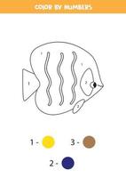 färbe süße Seefische nach Zahlen. druckbares Mathe-Spiel. vektor