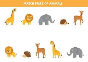 matcha två identiska djur. uppsättning djurliv. logiskt spel. vektor