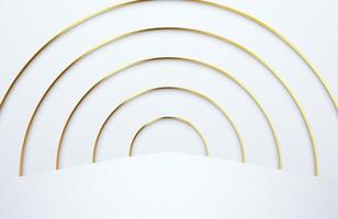 moderner minimaler und sauberer weißer Papierschnitthintergrund mit realistischem Goldlinientunnel vektor