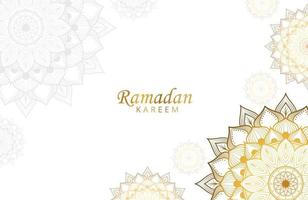 Ramadan Kareem Hintergrund mit goldenem Mandala auf weißer Vektorgrafik für islamische Feiern des heiligen Monats vektor