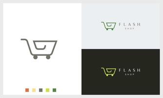 butik eller vagn logotyp mall med enkel form vektor