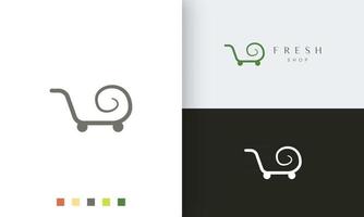 butik eller vagn logotyp mall med enkel form vektor