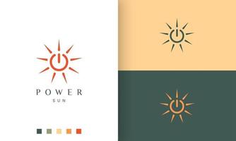Sonnenenergie oder Power Charge Logo in schlichter und moderner Form vektor