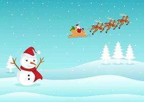 snögubbe och jultomten för jultema och bakgrund vektor