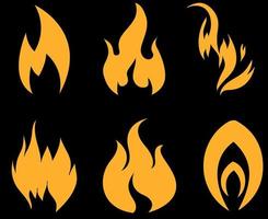 Fackel Feuer Sammlung Illustration Design Flammen mit Flamme mit schwarzem Hintergrund vektor