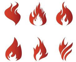 brand flammande fackla röd samling abstrakt på bakgrund vit illustration design vektor
