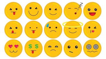 platt design vektor emoji set med olika reaktioner isolerad på vit bakgrund. kommunikationschattelement.