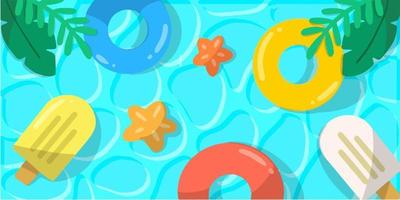 erfrischende Sommer-Pool-Party-Doodle-Illustration vektor