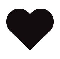 Flat Black Heart Icon Isolerad på vit bakgrund. Vektor illustration.