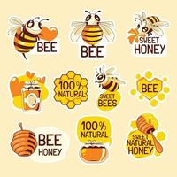Speichern Sie das Bienen-Aufkleber-Set vektor