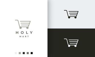 Shop- oder Trolley-Logo-Vorlage mit einfacher Form vektor