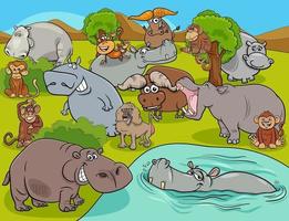 Cartoon afrikanisches wildes Tier Comicfiguren Gruppe vektor
